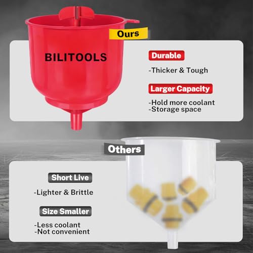 BILITOOLS Coolant Funnel Kit, Automotive Radiator Coolant Filling Tool | No-Spill Universal Radiator Cooling System Bleeding Burping Tool Kit with Vent Tube
