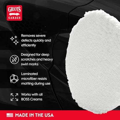 Griot's Garage BOSS Microfiber Fast Cutting Pads for Car Detailing, Polishing and Maximum Paint Correction, Orbital Polisher Buffing Pads, 6”, Set of 2 - size: 6 Inch Pads (Set of 2)