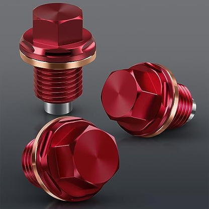 M12 x 1.25 Magnetic Oil Drain Plug 7075 Aluminum CNC Craft with Crush Washer Gaskets Replacement for Toyota, Lexus, Nissan, Infiniti - size: M12x1.25 plug