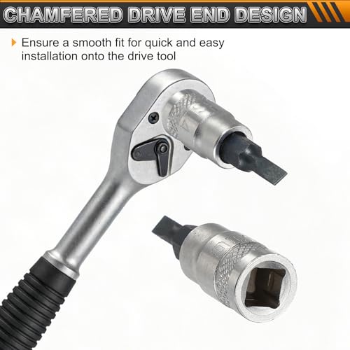 HARFINGTON 2Pcs Slotted Bit Socket 3/8" Drive SL6.5 S2 Steel Flat Head Screwdriver Drill Bits CR-V Steel Socket Adapter for Home Auto Axle Hex Nuts Bolts Repair - size: 3/8" Drive SL6.5