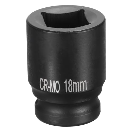 HARFINGTON 4 Point Square Socket 1/2" Drive 18mm Metric Square Impact Socket CR-MO Blackening Standard Wheel Sockets Pneumatic Socket Tool for Auto Repair Mechanical Maintenance Home Use - size: 18mm
