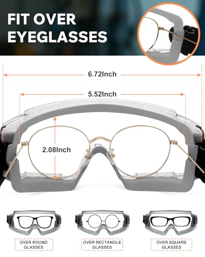 Anti Fog Safety Goggles Over Glasses - ANSI Z87.1 Certified Eye Protection for Chemistry Lab Work - 2 Pack - color: 2pcs - Light Grey