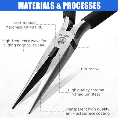Needle Nose Pliers, 6.5" Long Nose Pliers with Cutter, Precision Serrated Twill Design Jaw Small Needle Nose Pliers for Jewelry Making, Bending Wire, Crafts, Electronic Repair - size: 6.5''-1 pack