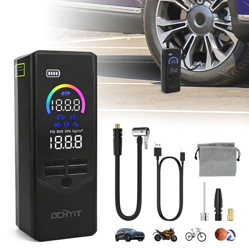 Tire Inflator Portable Air Compressor,Color Screen 4X Faster Inflate | 150 PSI Cordless,7500 mAh Rechargeable Battery,with Pressure Gauge Auto Shut-off,for Car Motorcycle Tractors Bike Truck Ball