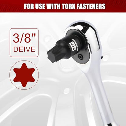 MIXPOWER 10 Pieces 3/8" Drive Impact Torx Bit Sockets,T25-T70,Cr-Mo Impact Grade,Solid One Piece Construction