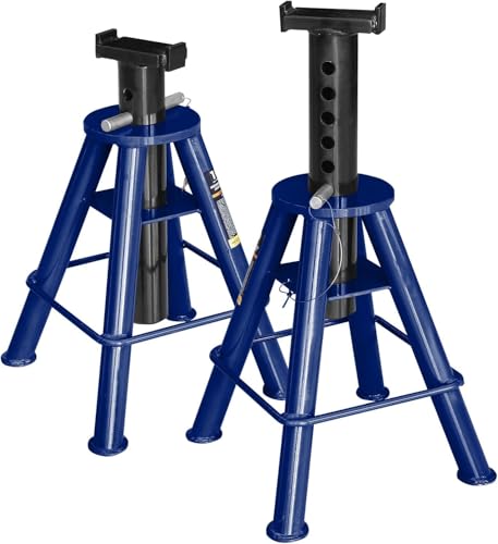 TCE 10 Ton (20000 lb) Capacity Heavy Duty Steel Car Jack Stands, Lifting Range from 18.9" to 29.9" for Trucks & Equipment, 2 Pack, Blue