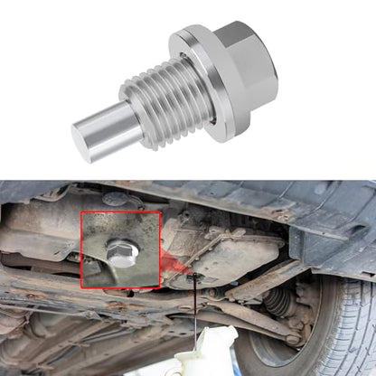 M14×1.5 Magnetic Oil Drain Plug, Transmission Oil Plug, Oil Pan Sump Drain Nut Bolt Screw Repair Kit, Car Magnetic Oil Drain Plug Removal Tool for Honda, Mazda, Suzuki, Jeep, Odyssey - color: Silver