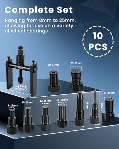 ATPEAM 10pc Motorcycle Wheel Bearing Puller Set 8-25mm Blind Hole Bearing Puller Tool for Removing Motorcycle Bearings