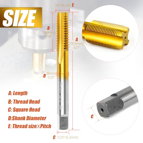 3/8"-16 UNC Thread Tap,3/8"-16 UNC M2 HSS Right Hand Thread Milling Tap - size: 3/8"-16UNC