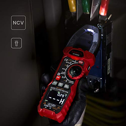 KAIWEETS HT208D Inrush Clamp Meter 1000A True RMS AC/DC Current Amp Meter, VFD, LOZ Mode, 6000 Counts, Measures Current Voltage Temperature Capacitance Resistance Diodes Continuity Duty-Cycle - size: HT208D