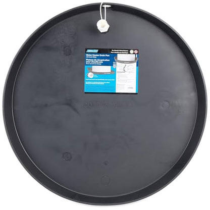 Camco Water Heater Drain Pan, Plastic Leak Catch Tray with Drain Fitting, Fits Electric Water Heaters up to 26" Diameter, 32-Inch (OD), 30-Inch (ID) - size: 30" ID, style: PVC Fitting