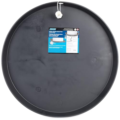 Camco Water Heater Drain Pan, Plastic Leak Catch Tray with Drain Fitting, Fits Electric Water Heaters up to 26" Diameter, 32-Inch (OD), 30-Inch (ID) - size: 30" ID, style: PVC Fitting