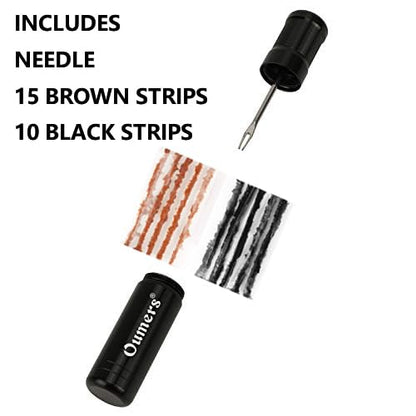 Oumers Tubeless Bike Tire Repair Tool Kit, Bike Tire Punctures with 5PCS Bacon Strips Plus Insertion Tool Tire Repair Fork Reamer - color: 25- 15 Orange, 10 Black