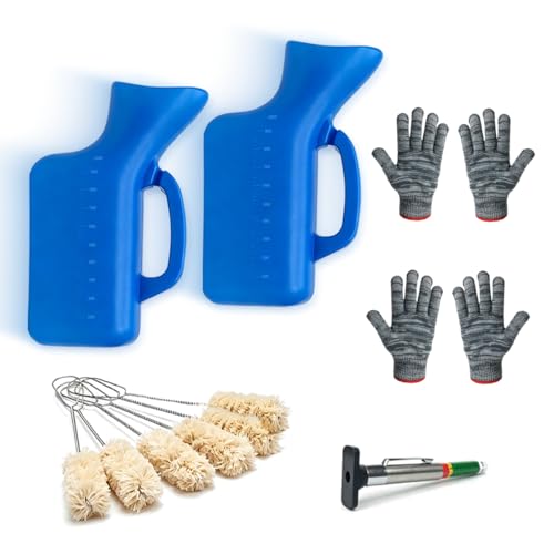 Angled Tire Lube Bucket Kit, with 0.26 Gallon and 6 Lube Swabs 11.8"Length,2 gloves,1 Tread Depth Gauge for Coats Center Post Changers,Durable & Efficient Tire Mounting Lubricant Container