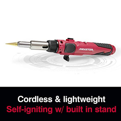 Master Appliance PI-20SiK Professional Cordless Butane Soldering Iron Kit [portable soldering station & heat tool] - Self-Igniting w/Adjustable Temperature - 680F - 820F, refillable with butane fuel