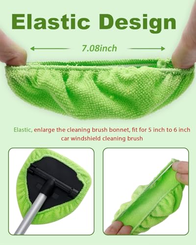 5 Pack Microfiber Pads, Replacement Heads Cover, Windshield Cleaner Tools, Washable & Reusable Triangle Pads, Fit for Window Reach Tool, Handle Not Included (Green) - color: Microfiber Triangle (Green)