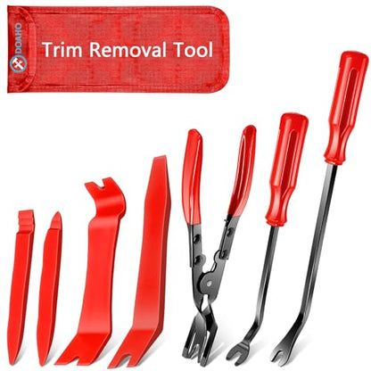 Doaho 7 Pcs Car Trim Removal Tool Kit with Non-Scratch Plastic Pry Tool and Fastener Clip Pliers for auto Safe Interior Car Panel Detachment, Dashboard, Door Clips & Upholstery – Red - color: Red-7 Pcs Trim Removal Tool Kit