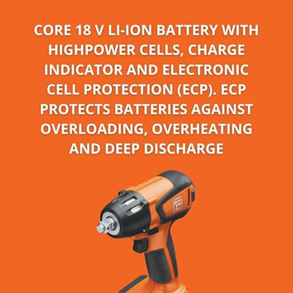 Fein ASCD 18-300 W2 AS Cordless Impact Wrench | Brushless motor and 6 Torque Settings, 1/2" Square Drive, Battery compatibiltiy Li-ion / CORE 18 V Li-ions, 71151061090 - style: ASCD 18-300