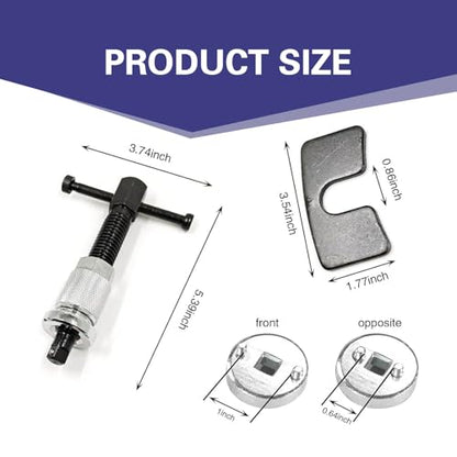 Car Brake Pad Replacement Tool, Disc Brake Caliper Compression Tool Kit, Anti-rust Piston Rewind Device with 2 Adapters and C-shaped Plate, Universal Repair Accessory for Cars (Silver)