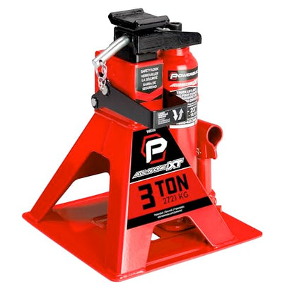 POWERBUILT 3 Ton All-in-One Hydraulic Bottle Jack and Jackstand in One, Compact, Wide Base, 11-21 Inch Range, Eliminates Jackstands, for Trucks, SUVs, RVs, Trailers, ASME, Not for Sedans - 640912 - color: Orange