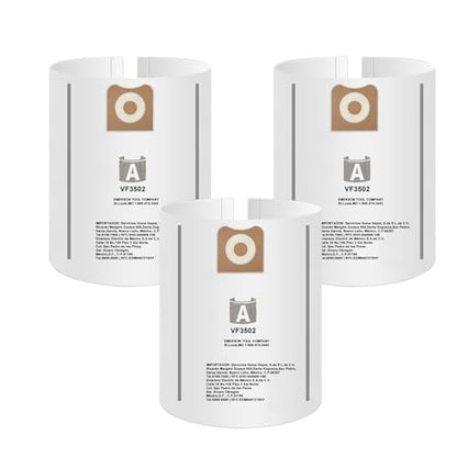 3 Pack 23743 VF3502 Vacuum Bags For Ridgid 12 to 16 Gallon Wet Dry Vacuums | VF3502 Repalcement Shop Vac Bags Size A for Rigid, Part# 23743 WD1950 WD1956 WD1850 WD1851 RV2400HF WD1450 WD1680 WD1270 - size: VF3502