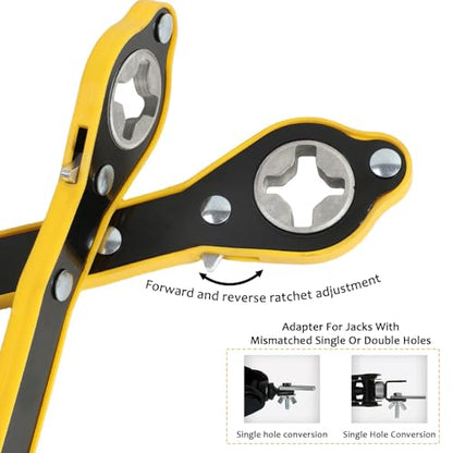 2 Pack Labor-Saving Car Jack Ratchet Wrench, 360° Swivel Long Handle Scissor Jack Tool, Cross Hex Rhombus Head for Car SUV Van