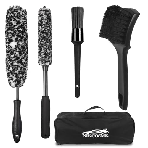 Wheel Brush, Wheel & Rim Cleaner Brush, Tire Brush, Wheel Cleaning Brush, Bendable & Durable Car Wheel Brush Set, Car Detailing Brushes, Wheel Brushes for Cleaning Wheels - color: Black