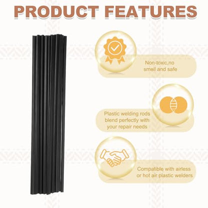 MECCANIXITY 10 Inch Plastic Welding Rods, Double-Strand Round Sticks ABS Welding Rods for Plastic Welder Kayak Car Bumper Repair Pack of 30 Dia 5mm, Black - color: Black, size: 10 Inch