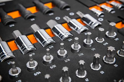 GEARWRENCH 88 Piece 1/4”, 3/8”, 1/2” Drive SAE Bit Socket Set in Foam Storage Tray - GWMSBSKCBSAE - size: One Size, style: Bit Sockets