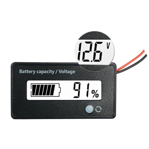 DC 12V 24V 36V 48V 72V Battery Meter, Battery Capacity Voltage Monitor Gauge Indicator, Lead-Acid&Lithium ion Battery Tester, for Golf Cart RV Marine Boat Club Car Motorcycle - with Alarm, White - color: White
