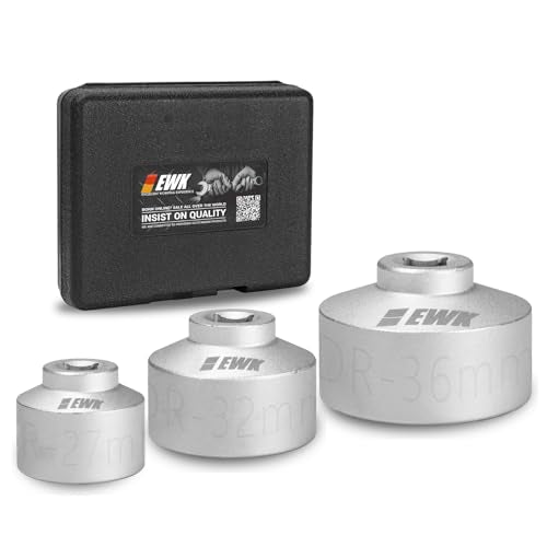EWK Forged 3-Pcs 27, 32, 36mm Low Profile Oil Filter Wrench Socket, 3/8" Drive Oil Filter Cap Removal Tool for BMW Ford Mercedes Benz Volvo Citroen Peugeot Fiat VAG - size: 3 Pcs Set (27, 32, 36mm)