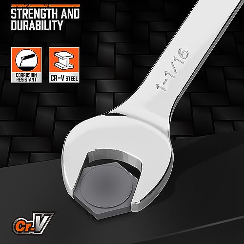 HORUSDY Large Wrench Set with Rolling Pouch | SAE | 6-Piece | 15/16″, 1″, 1-1/16″, 1-1/8″, 1-3/16″, 1-1/4″ | 12 Point | Chrome Vanadium Steel - style: 6-Piece SAE Wrench Set
