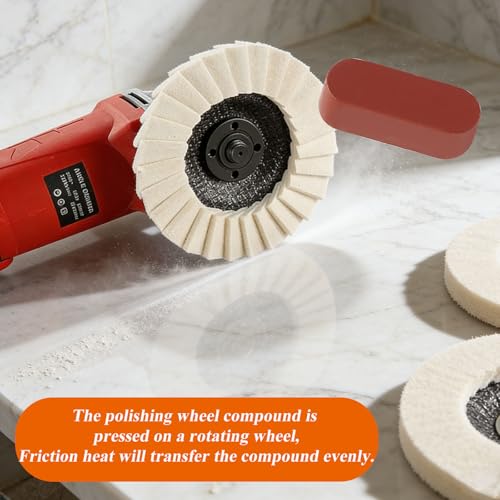 8 Pcs Wool Polishing Wheel Kit with Compound for Angle Grinder,Includes 5Pcs Buffing Wheels (4-1/2" x 7/8") & 3Pcs Polishing Compound,Buffing Wheel for Wood, Metal & Automotive | Felt Buffing Wheels with Felt Flap Disc, Polishing Compound, Universal for A
