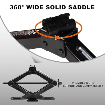 TCE AST10202SU Torin Wide Base Cross Car Scissor Jack: Steel Portable Quick Lift Tire Jacks Include Ratchet Wrench for Car, Truck, Sedans and MPV, 1.5 Ton (3,000 lbs) Capacity, Black - size: 1.5 Ton, style: Deluxe Base