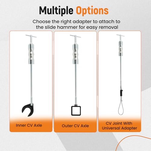 maXpeedingrods Inner CV Axle Puller Removal Tool, CV Axle Puller Tool with 4lbs Slide Hammer and Adapter Front Wheel Axle Half Drive Shaft Removal Tool Kit - style: 6 Pcs