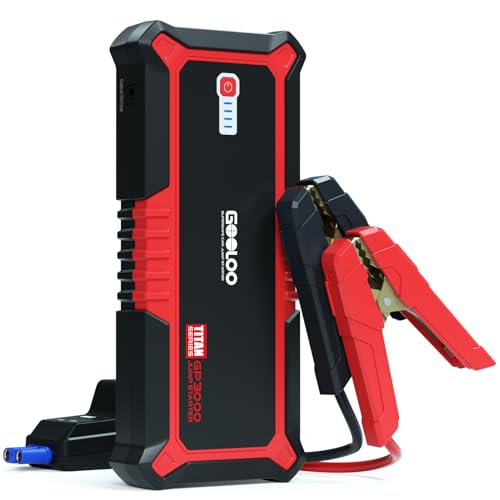 GOOLOO GP3000 Jump Starter, 3000A Peak Car Starter (9L Gas or 7L Diesel) | Supersafe Car Battery Booster Pack - BOOST Mode for Dead Batteries - 16,000mAh Capacity - 3 Modes LED Flashlight - color: Red