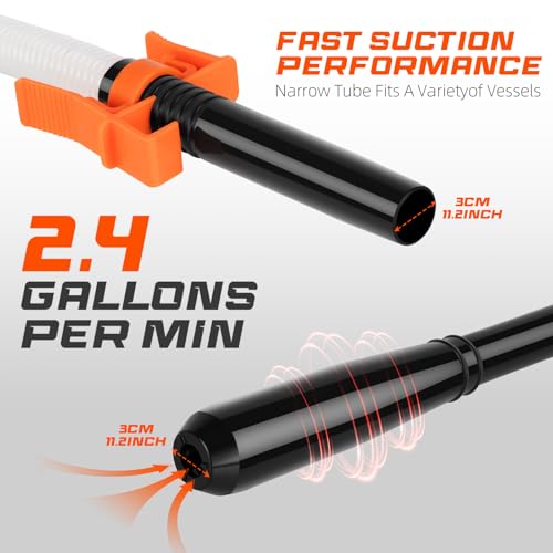 Portable Fuel Transfer Pump with 47" Hose-High Flow Hand Fuel Pump, Battery Powered Siphon Pump for Gasoline Mechanical Fuel Pumps Universal Fit for Gasoline, Vehicles, Fuel,Water Transfer（Amber） - color: 1 Pack of 1 Amber