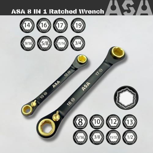 ASA 8-in-1 Stainless Steel 72-Tooth Bi-Directional Ratchet Wrench, Multi-Function Non-Slip Ratchet Wrench, Protects Bolts from Damage,super socket,universal socket,ratchet set(5/16,3/8,15/32,1/2) - size: Small-8(5/16)/10(3/8)/12(5/32)/13(1/2)