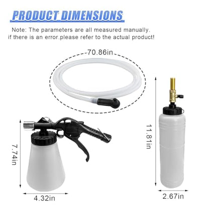YoRise 1L Pneumatic Brake Fluid Bleeder Kit, Vacuum Brake Bleeder Kit with 8PCS Master Cylinder Adapters and 0.75L Refilling Bottle, One-Person Operation Automotive Fluid Extractor (White)