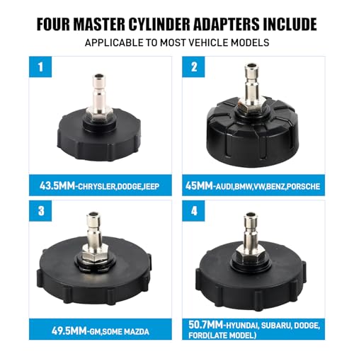 SMOTIVEPRO Brake Fluid Bleeder Kit, 3L Manual Pump with 4 Adapters, One Man | Fits Most European Vehicles and Select Chevy, Ford, Jeep, Dodge, GMC, Chrysler, Subaru and Hyundai Models