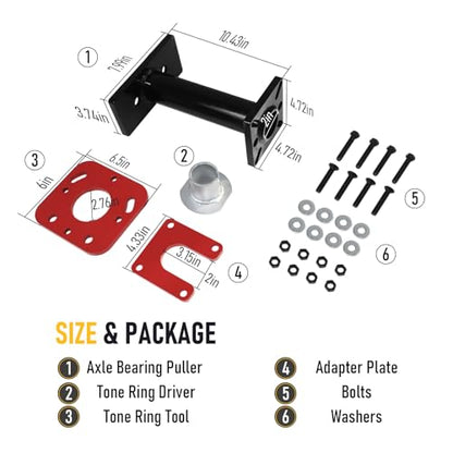 Rear Axle Bearing Puller and Installer Wheel Bearing Removal Tool | Compatible with 1995-2020 Toyota Tacoma 4Runner Tundra Hilux T100 with ABS Tone Ring Red&Black