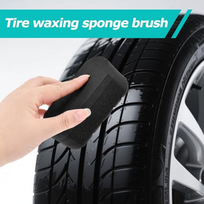 9PCS Car Wheel Cleaning Pro Kit, Tire Brush, Detailing Brush Set, Soft-bristled Rims Brush, Microfiber Flat Wheel Brushes, Double-Ended Detailing Brushes, Detailing Pads, Scratch-Free & Multipurpose