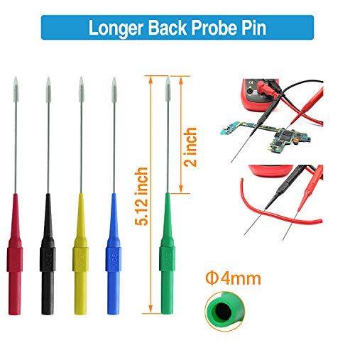 40-in-1 Multimeter Back Probe Test Lead and Test Probe Kit for Electronic Specialties Automotive| Wire Piercing Probe with Screw Thread | Multi-Type Back Probe Set | Alligator Clips