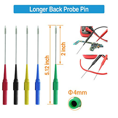 40-in-1 Multimeter Back Probe Test Lead and Test Probe Kit for Electronic Specialties Automotive| Wire Piercing Probe with Screw Thread | Multi-Type Back Probe Set | Alligator Clips