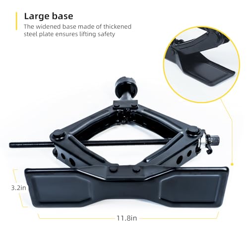 Scissor Jack 1.8 Ton Kit for Car SUV Truck | Ratchet system. Oversized base. Includes lug wrench, gloves, storage bag. For sedan SUV truck. - style: 1.8 Ton Scissor Jack + Lug Wrench