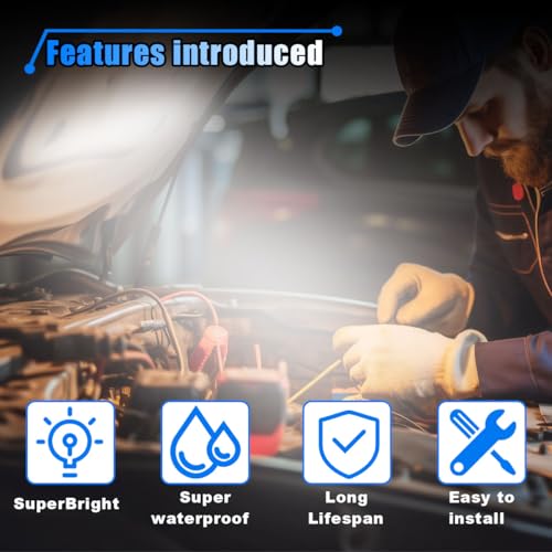 Car Under Hood LED Work Light Kit, 12V Hood Lighting Inspection LED Strip with Automatic On/Off, Waterproof Under Hood Work Light Bar, Fits Car, RV, SUV, Pickup, Boat