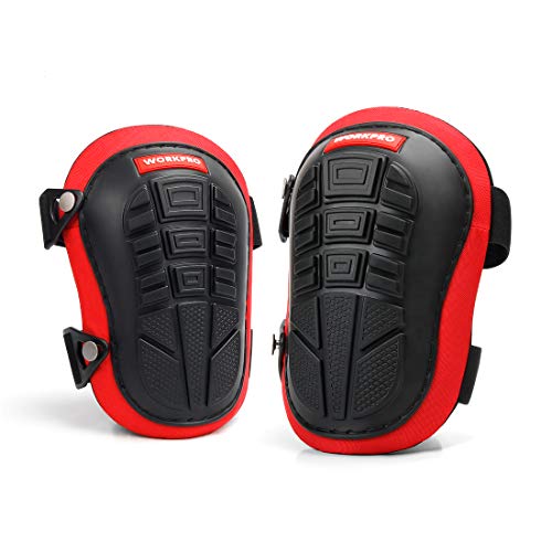 WORKPRO Knee Pads for Work, Construction Knee Pads with Ergonomic Gel Cushion and Foam Padding for Gardening, Carpentry, Welding, Roofing, Cleaning - color: Black&Red