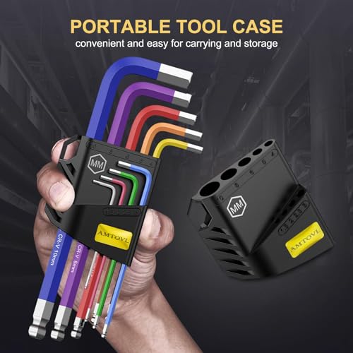 AMTOVL Hex Key Set, 9PCS Metric Allen Key Set, 1.5-10MM, Anti-Slip Long Ball End Hex Wrench Set, Color Coding Hex Key Set for Disassembling Mechanical Equipment, Vehicle, and Bicycle Repairs - size: 9 PCS METRIC SET