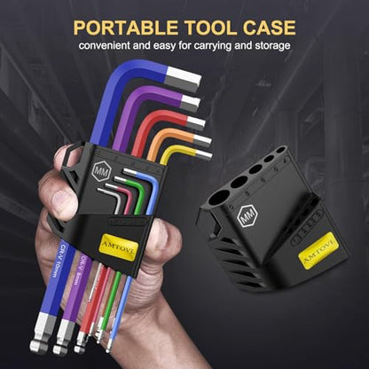 AMTOVL Hex Key Set, 9PCS Metric Allen Key Set, 1.5-10MM, Anti-Slip Long Ball End Hex Wrench Set, Color Coding Hex Key Set for Disassembling Mechanical Equipment, Vehicle, and Bicycle Repairs - size: 9 PCS METRIC SET