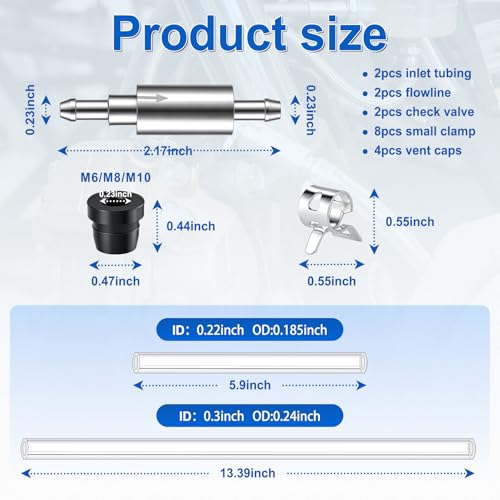 GaRhomxy Brake Bleeder Kit - 2PCS One Way Check Valve Brake Bleeder Hose, One Man Brake Bleeder Tool with Clamps & Nozzle Caps, Universal Brake Fluid Bleeder Kit for Car Motorcycle - size: 2PCS